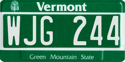 VT license plate WJG244