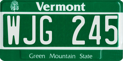 VT license plate WJG245