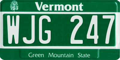 VT license plate WJG247