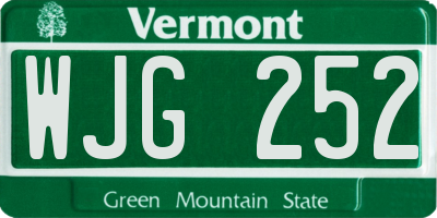 VT license plate WJG252