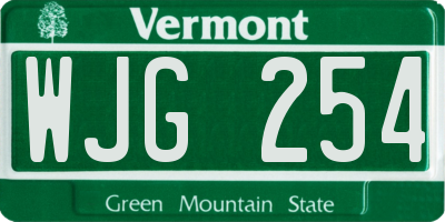 VT license plate WJG254
