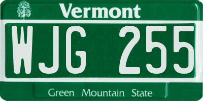 VT license plate WJG255