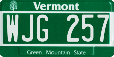 VT license plate WJG257