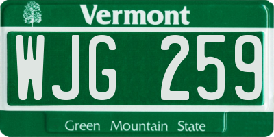 VT license plate WJG259