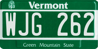 VT license plate WJG262