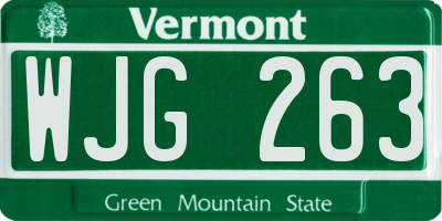 VT license plate WJG263