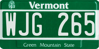 VT license plate WJG265