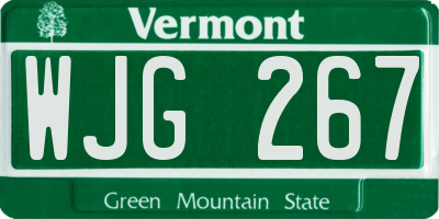 VT license plate WJG267
