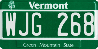VT license plate WJG268