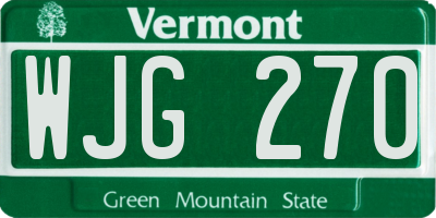 VT license plate WJG270