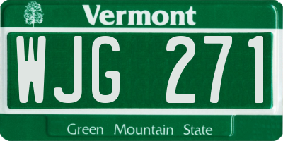 VT license plate WJG271