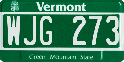 VT license plate WJG273