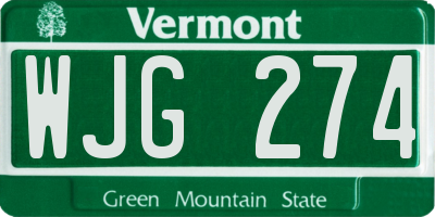 VT license plate WJG274