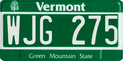 VT license plate WJG275