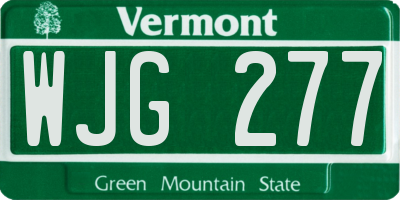 VT license plate WJG277