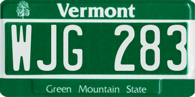 VT license plate WJG283