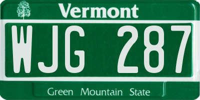 VT license plate WJG287