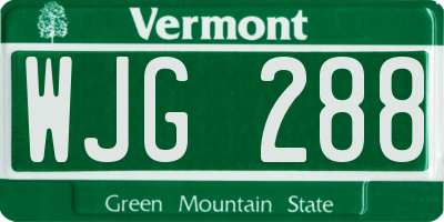 VT license plate WJG288