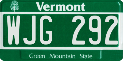 VT license plate WJG292
