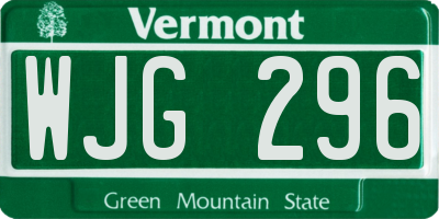 VT license plate WJG296