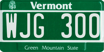 VT license plate WJG300