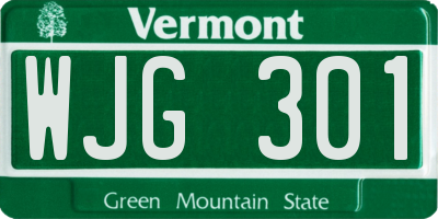 VT license plate WJG301