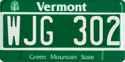 VT license plate WJG302