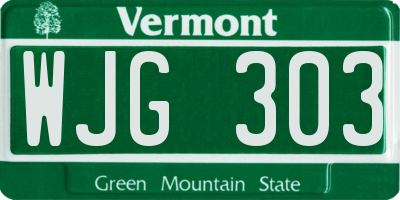 VT license plate WJG303