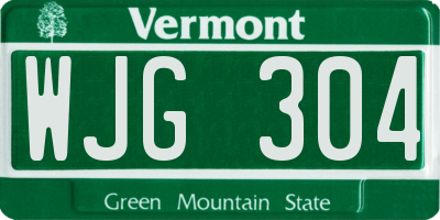 VT license plate WJG304
