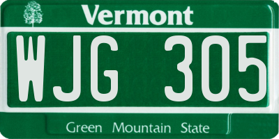 VT license plate WJG305