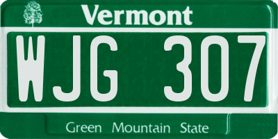 VT license plate WJG307