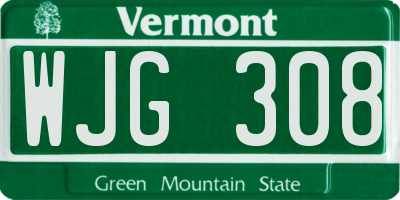 VT license plate WJG308