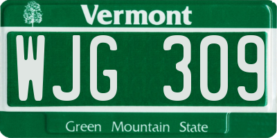 VT license plate WJG309