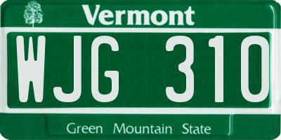 VT license plate WJG310