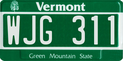 VT license plate WJG311