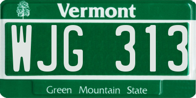 VT license plate WJG313