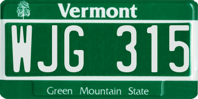 VT license plate WJG315