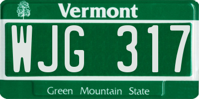 VT license plate WJG317