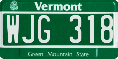 VT license plate WJG318