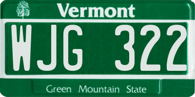 VT license plate WJG322