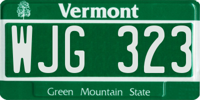 VT license plate WJG323