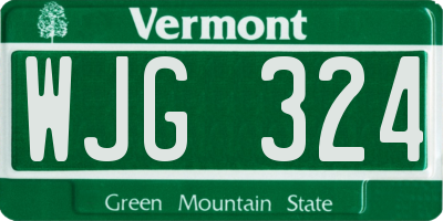 VT license plate WJG324