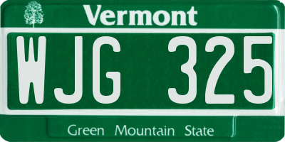 VT license plate WJG325