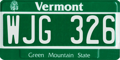 VT license plate WJG326