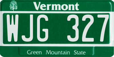 VT license plate WJG327