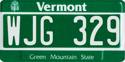 VT license plate WJG329