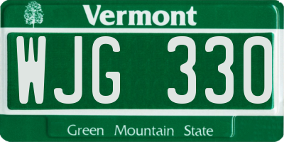 VT license plate WJG330