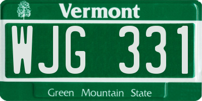 VT license plate WJG331