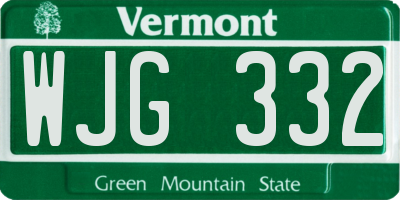 VT license plate WJG332
