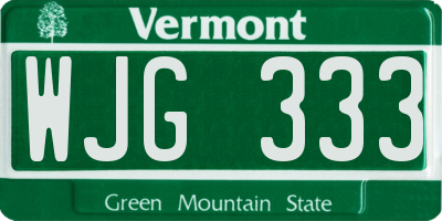 VT license plate WJG333